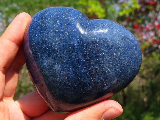 Polished natural Lazulite Hearts