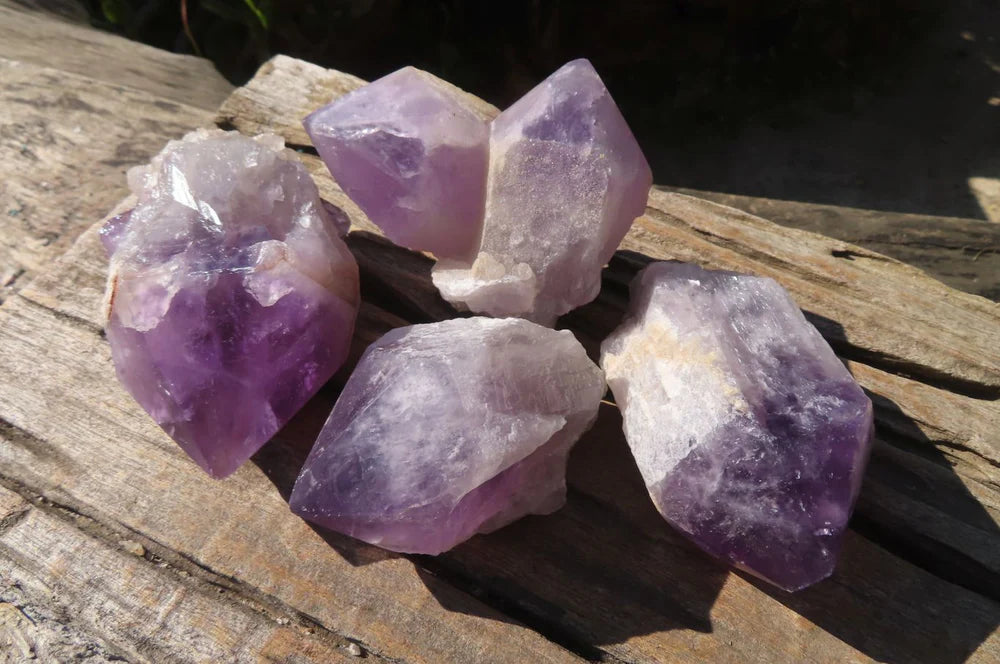 Polished Jacaranda Amethyst Crystals x 4 From Mumbwa, Zambia