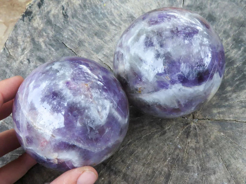 Polished Dream Amethyst Spheres x 2 From