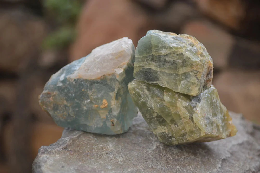 Natural Blue Aquamarine Cobbed Specimens