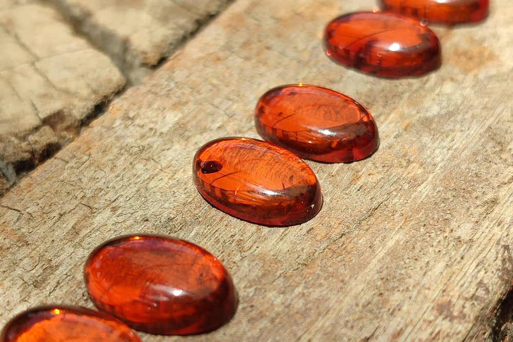 Pair Of Fossilised Baltic Amber Cabochons
