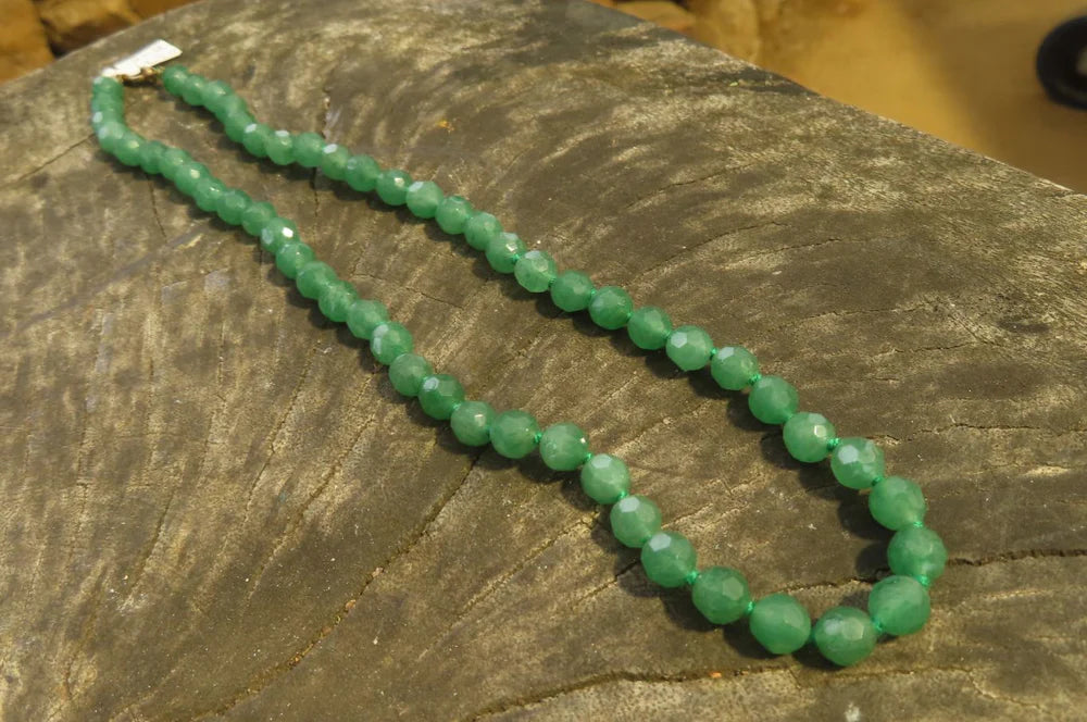 Emerald Aventurine Faceted Bead Necklace
