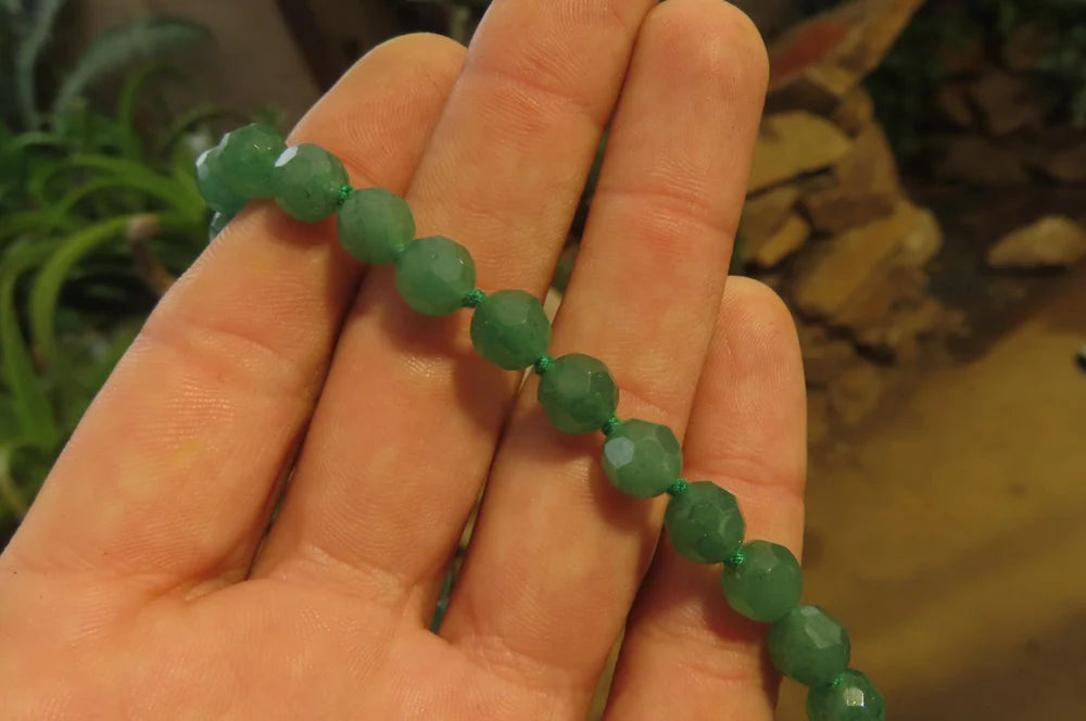 Emerald Aventurine Faceted Bead Necklace