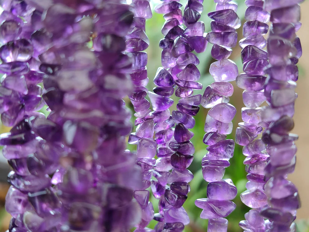 A Grade Gem Amethyst Tumble Chip Beaded Necklace