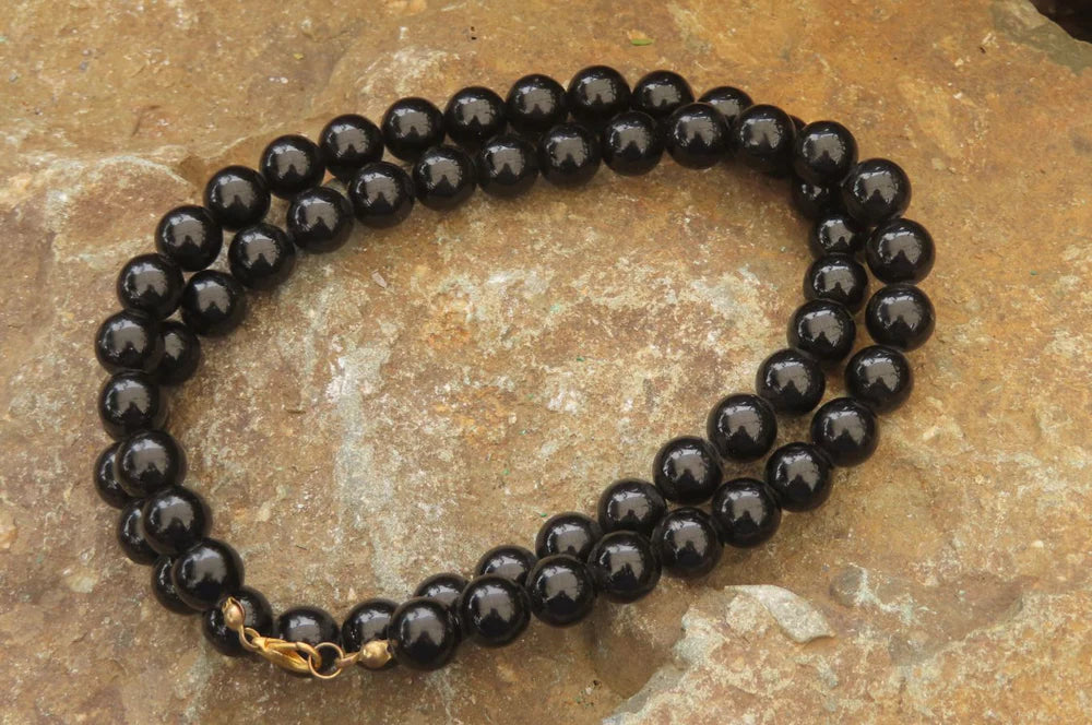 Black Onyx Ball Shaped Beaded Necklace
