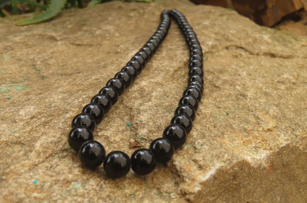 Black Onyx Ball Shaped Beaded Necklace