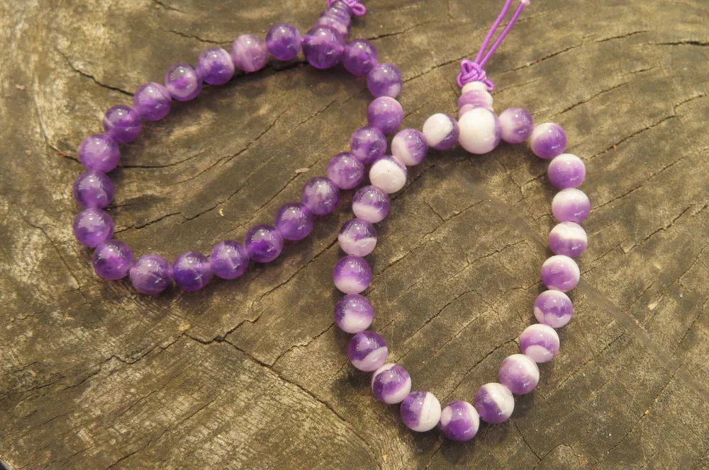 Chevron Amethyst Bead Buddha Bracelets