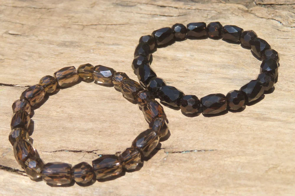 Smokey Quartz Beaded Stretch Bracelet