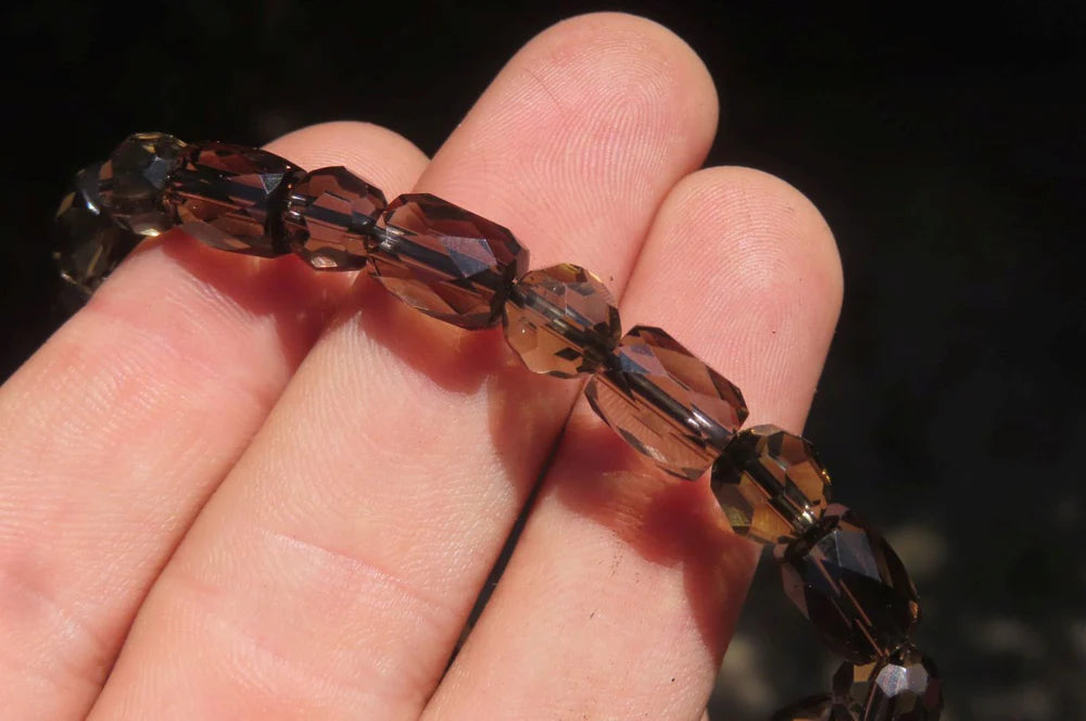 Smokey Quartz Beaded Stretch Bracelet
