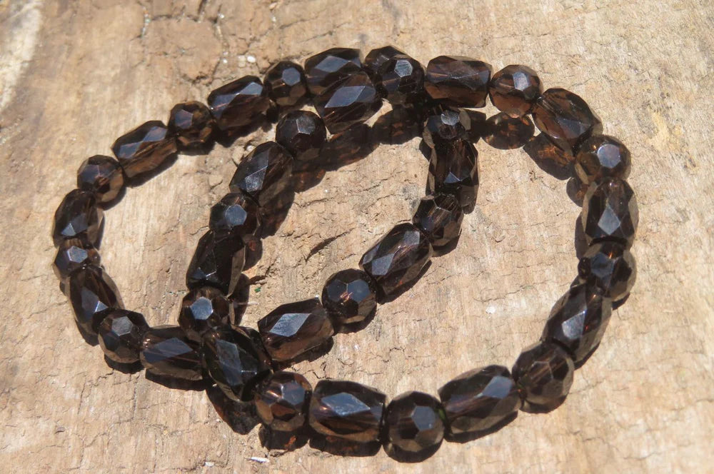 Smokey Quartz Beaded Stretch Bracelet