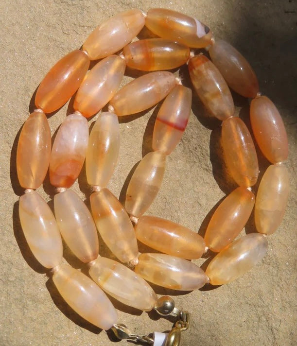 Carnelian Barrel Shaped Beaded Necklace