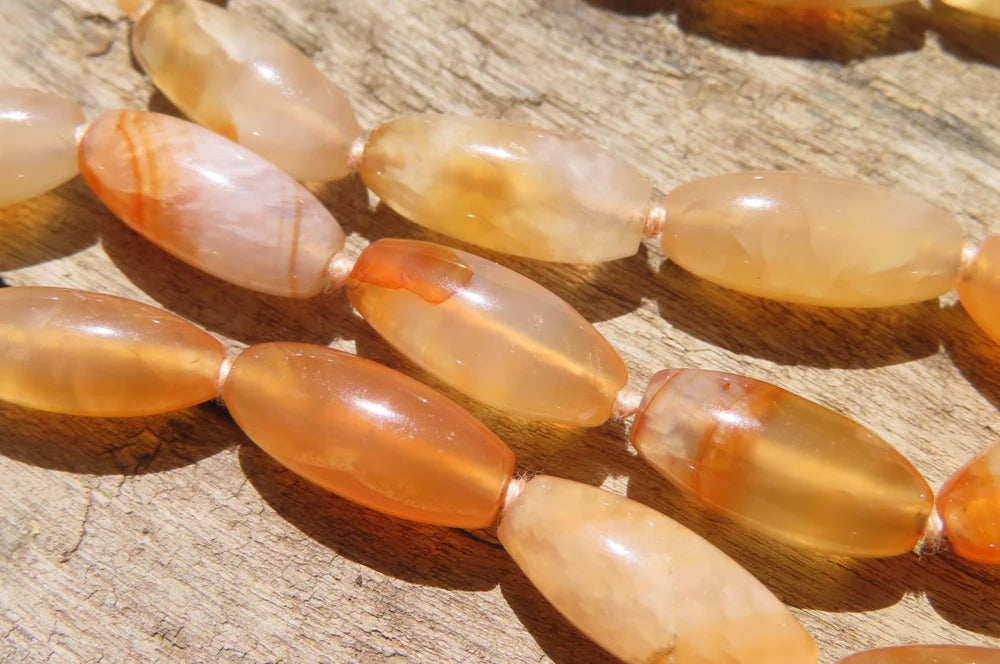 Carnelian Barrel Shaped Beaded Necklace