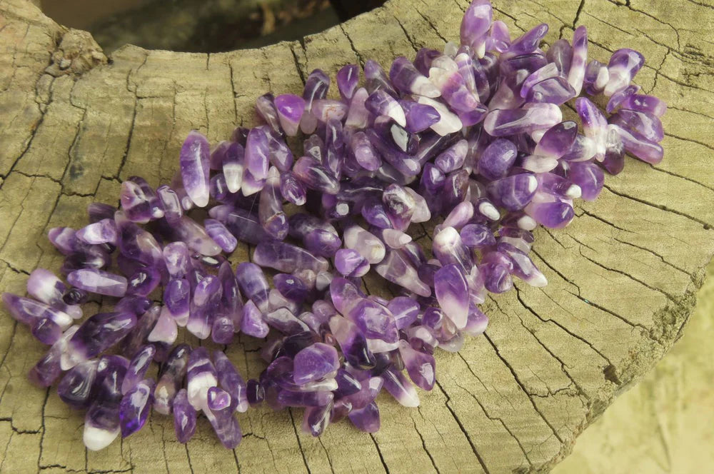 Chevron Amethyst Beaded Tumble Chip Necklace