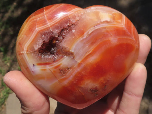 Gorgeous Polished Natural  Carnelian Agate Heart