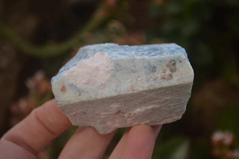 Natural Blue Aquamarine Cobbed Specimens x 6 From Angola