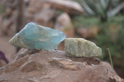 Natural Blue Aquamarine Cobbed Specimens