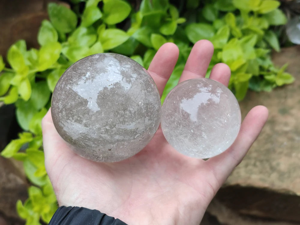 Polished Clear Quartz Crystal Balls x 3