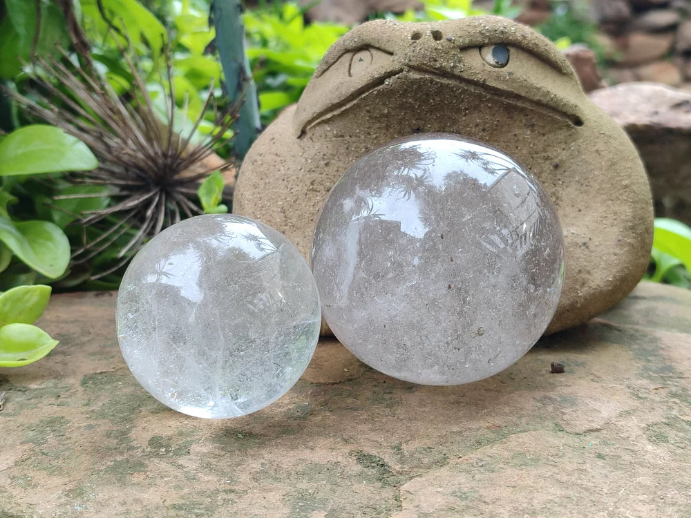 Polished Clear Quartz Crystal Balls x 3