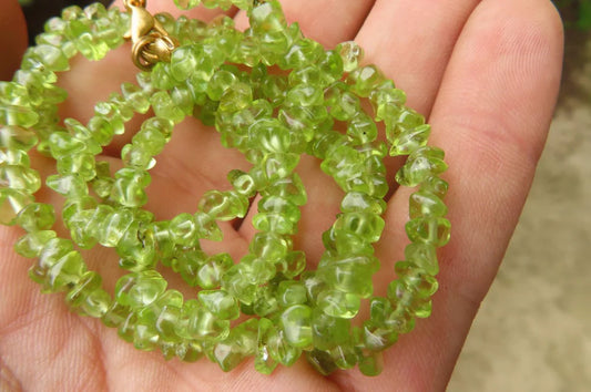 Peridot Beaded Tumble Chip Necklace