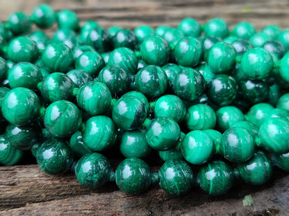 Malachite Ball Shaped 8 mm Beaded Necklace