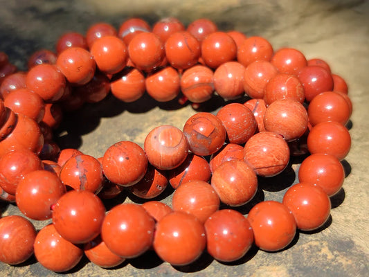 Red Jasper Beaded Stretch Buddha Bracelet