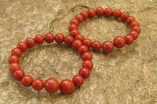 Red Jasper Beaded Clip On Bracelet
