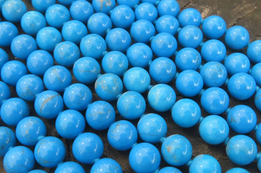 Blue Turquenite Howlite Ball Shaped Bead Necklace