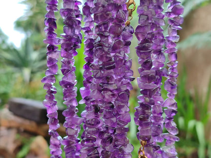 A Grade Gem Amethyst Tumble Chip Beaded Necklace
