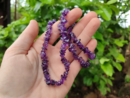 A Grade Gem Amethyst Tumble Chip Beaded Necklace
