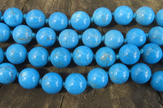 Blue Turquenite Howlite  Ball Shaped Bead Necklace