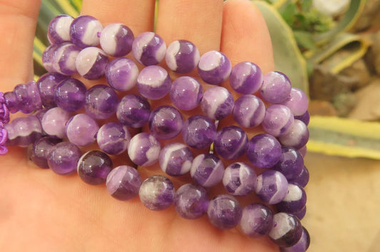 Chevron Amethyst Bead Buddha Bracelets