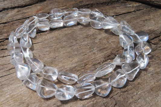 Clear Quartz Rock Crystal Tumble Chip Bead Necklace