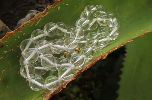 Clear Quartz Rock Crystal Ball Shaped Bead Necklace