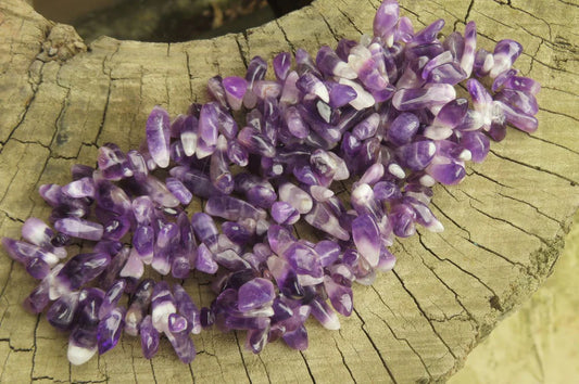 Chevron Amethyst Beaded Tumble Chip Necklace