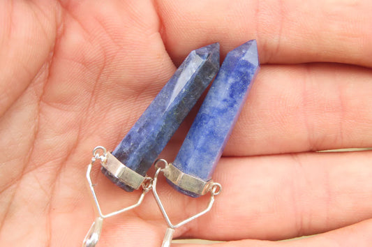 Sodalite Crystal Point set with Sterling Silver Pendant
