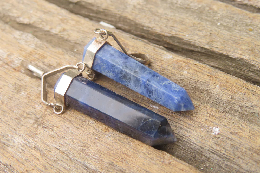 Sodalite Crystal Point set with Sterling Silver Pendant